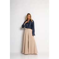 Πουκάμισο cropped με μακρύ μανίκι μπλε σκούρο