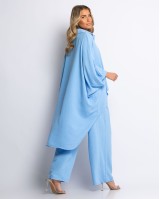 Σετ ασύμμετρη πουκαμίσα και παντελόνα baby blue Σετ ασύμμετρη πουκαμίσα και παντελόνα baby blue