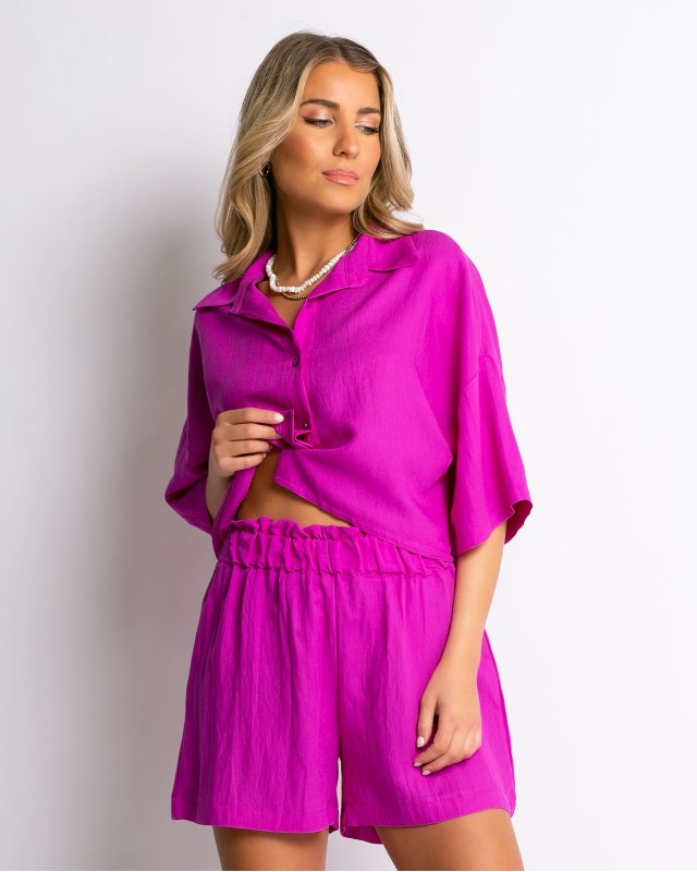 Σετ crop πουκάμισο και σορτς magenta Σετ crop πουκάμισο και σορτς magenta