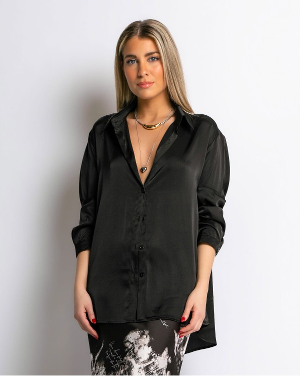 Πουκάμισο μακρυμάνικο σατέν κόκκινο