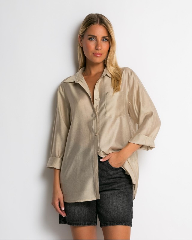 Πουκάμισο μακρύ με στρογγυλεμένο τελείωμα πούρο