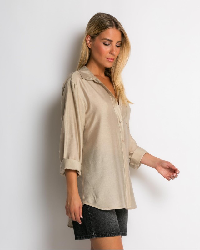 Πουκάμισο μακρύ με στρογγυλεμένο τελείωμα πούρο