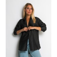 Πουκάμισο μακρύ με στρογγυλεμένο τελείωμα μαύρο
