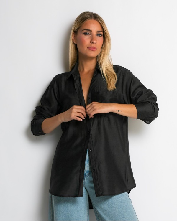 Πουκάμισο μακρύ με στρογγυλεμένο τελείωμα πούρο