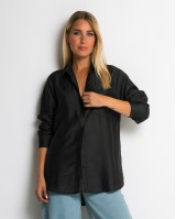 Πουκάμισο μακρύ με στρογγυλεμένο τελείωμα μαύρο