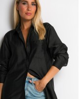 Πουκάμισο μακρύ με στρογγυλεμένο τελείωμα μαύρο