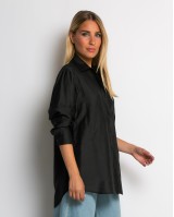 Πουκάμισο μακρύ με στρογγυλεμένο τελείωμα μαύρο