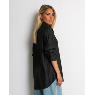 Πουκάμισο μακρύ με στρογγυλεμένο τελείωμα μαύρο