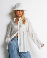 Πουκάμισο με πουά glitter λευκό