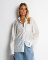 Πουκάμισο με πουά glitter λευκό