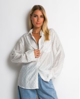 Πουκάμισο με πουά glitter λευκό