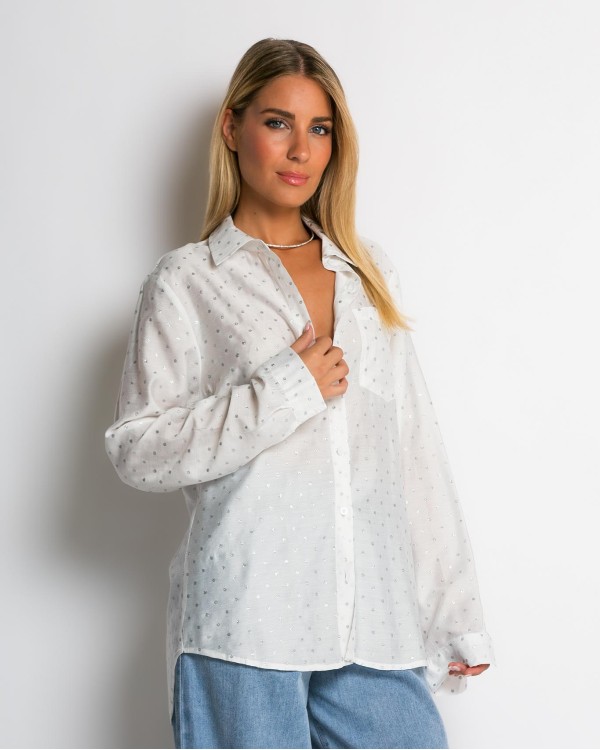 Πουκάμισο με πουά glitter μαύρο