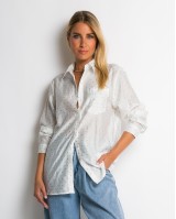 Πουκάμισο με πουά glitter λευκό