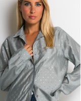 Πουκάμισο με πουά glitter γκρι