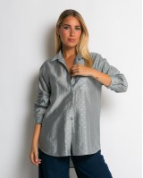 Πουκάμισο με πουά glitter γκρι