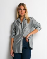 Πουκάμισο με πουά glitter γκρι