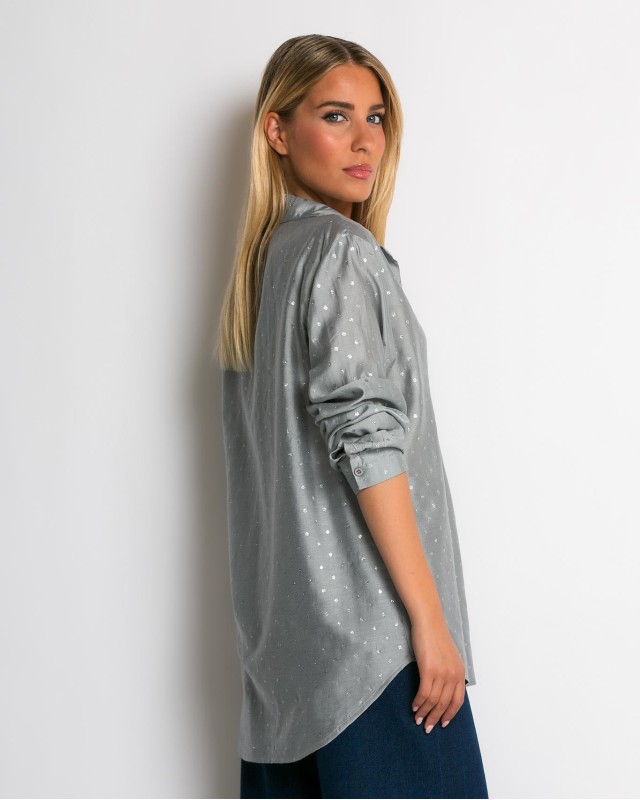 Πουκάμισο με πουά glitter γκρι