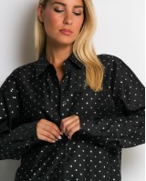 Πουκάμισο με πουά glitter μαύρο