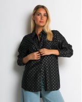 Πουκάμισο με πουά glitter μαύρο