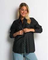 Πουκάμισο με πουά glitter μαύρο