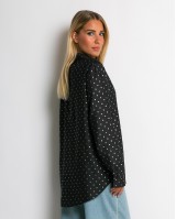 Πουκάμισο με πουά glitter μαύρο