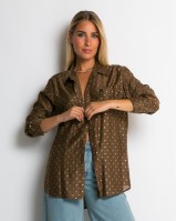 Πουκάμισο με πουά glitter καφέ