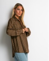 Πουκάμισο με πουά glitter καφέ