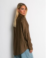 Πουκάμισο με πουά glitter καφέ