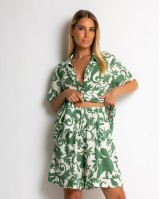 Σετ πουκάμισο και σορτς με baroque print μέντα