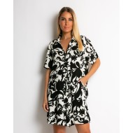 Σετ πουκάμισο και σορτς με baroque print μαύρο