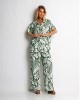 Σετ με leaf print πουκάμισο & παντελόνι χακί Σετ με leaf print πουκάμισο & παντελόνι χακί