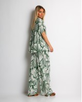 Σετ με leaf print πουκάμισο & παντελόνι χακί Σετ με leaf print πουκάμισο & παντελόνι χακί