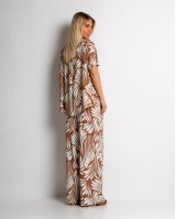 Σετ με leaf print πουκάμισο & παντελόνι ταμπά Σετ με leaf print πουκάμισο & παντελόνι ταμπά
