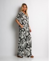 Σετ με leaf print πουκάμισο & παντελόνι μαύρο Σετ με leaf print πουκάμισο & παντελόνι μαύρο