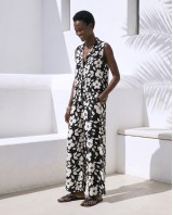 Σετ αμάνικο πουκάμισο & παντελόνι με flower print μαύρο
