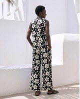 Σετ αμάνικο πουκάμισο & παντελόνι με flower print μαύρο