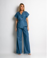 Σετ κιμονό με δέσιμο και παντελόνα denim Σετ κιμονό με δέσιμο και παντελόνα denim