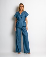 Σετ κιμονό με δέσιμο και παντελόνα denim Σετ κιμονό με δέσιμο και παντελόνα denim