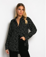 Πουκάμισο μακρυμάνικο με πουά μαύρο