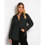 Πουκάμισο μακρυμάνικο με πουά μαύρο
