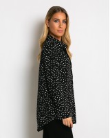 Πουκάμισο μακρυμάνικο με πουά μαύρο