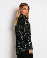 Πουκάμισο μακρυμάνικο με πουά μαύρο