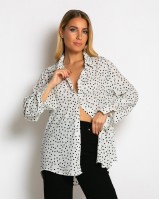 Πουκάμισο μακρυμάνικο με πουά λευκό