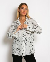 Πουκάμισο μακρυμάνικο με πουά λευκό