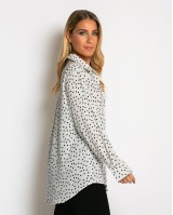 Πουκάμισο μακρυμάνικο με πουά λευκό