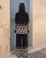 Σετ πουκάμισο και παντελόνα με κέντημα μαύρο