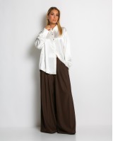 Πουκάμισο σατινέ με χρυσά κουμπιά εκρού