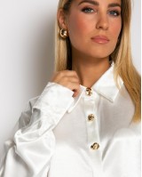 Πουκάμισο σατινέ με χρυσά κουμπιά εκρού