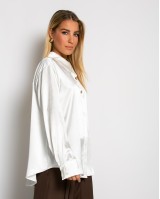 Πουκάμισο σατινέ με χρυσά κουμπιά εκρού