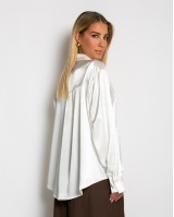 Πουκάμισο σατινέ με χρυσά κουμπιά εκρού